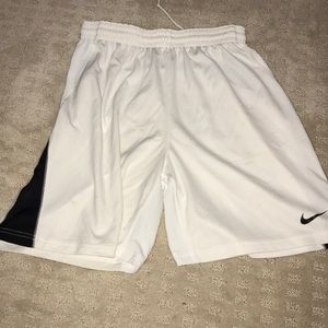 White Nike Dri-Fit soccer shorts